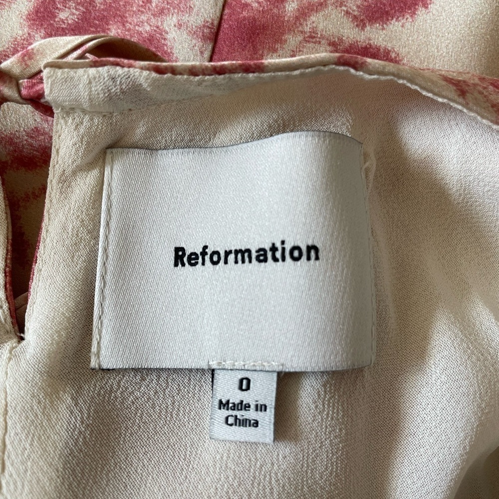 NEW Reformation Anaiis Long Silk Dress Cameo Rose Pink Cream Floral | size 0 - Picture 8 of 13
